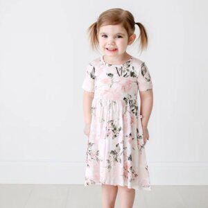 Posh Peanut Vintage Pink Rose Print Twirl Dress